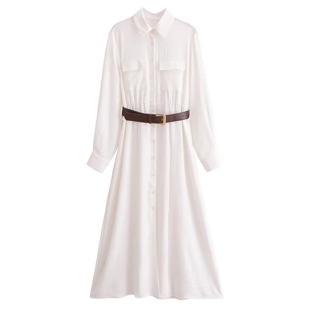 2025 new women's clothing European and American style fashionable casual simple temperament lapel solid color dress
2025 new women's clothing European and American style fashionable casual simple temperament lapel solid color dress