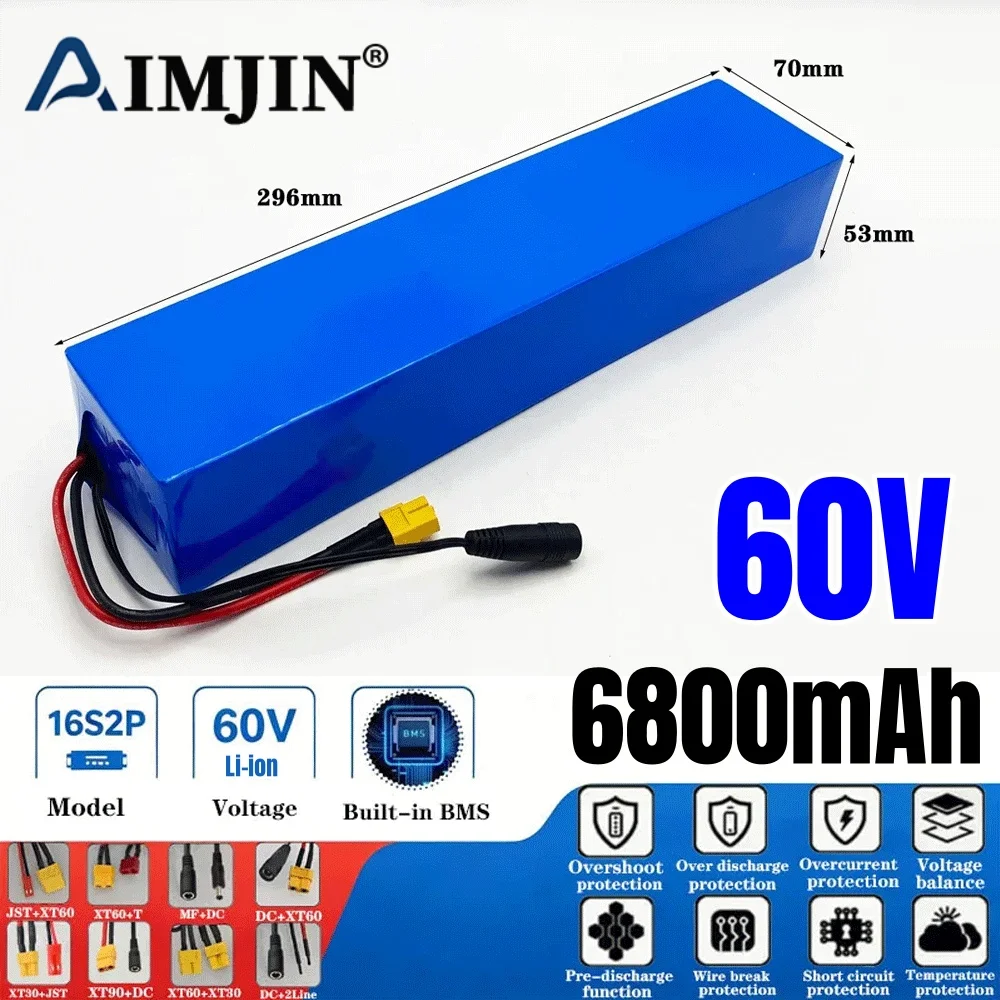 Electric Scooter 60V Lithium-ion Battery 6800mAh 16S2P 18650 Built-in 1000W BMS Complete Set With 67.2V Charger
Electric Scooter 60V Lithium-ion Battery 6800mAh 16S2P 18650 Built-in 1000W BMS Complete Set With 67.2V Charger