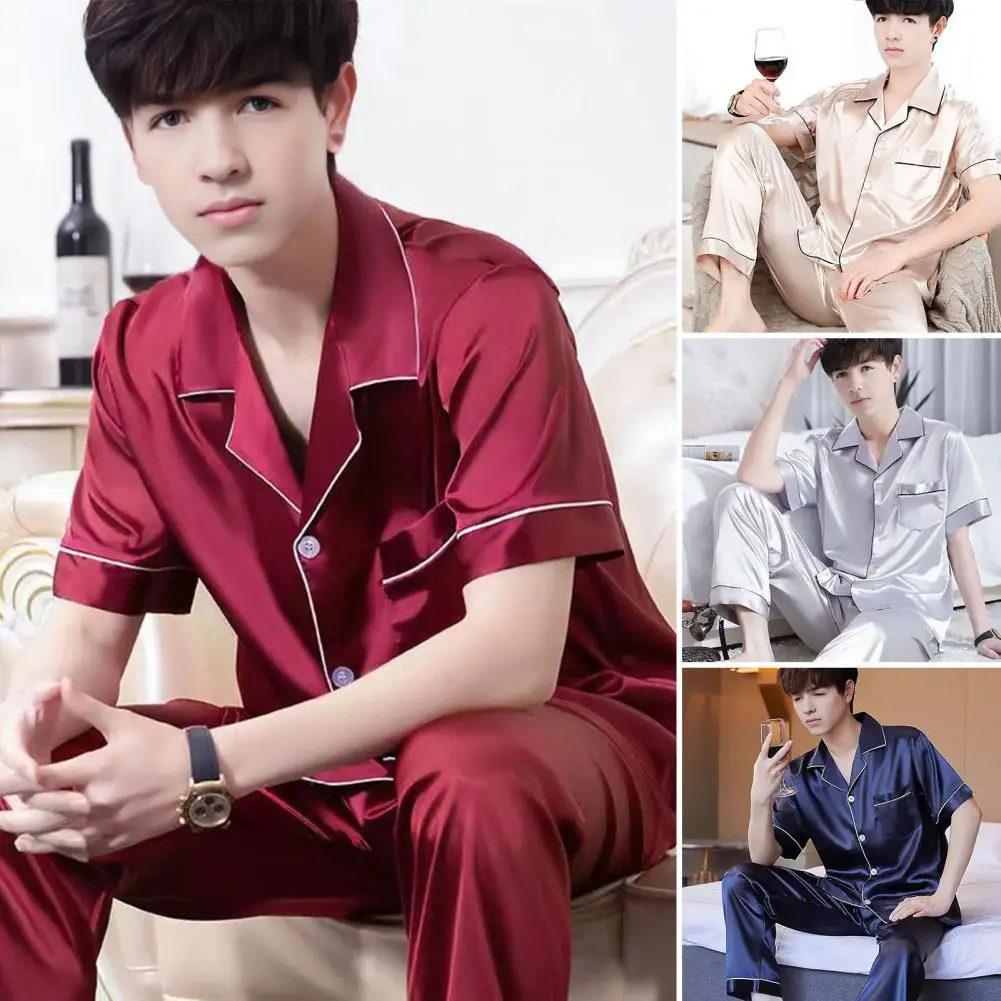 2Pcs/Set Men Pajama Set Loose Fit Sleepwear 2-piece Pajama Set with Short Sleeve Lapel Shirt Wide Leg Pants Loose Fit Sleepwear
2Pcs/Set Men Pajama Set Loose Fit Sleepwear 2-piece Pajama Set with Short Sleeve Lapel Shirt Wide Leg Pants Loose Fit Sleepwear