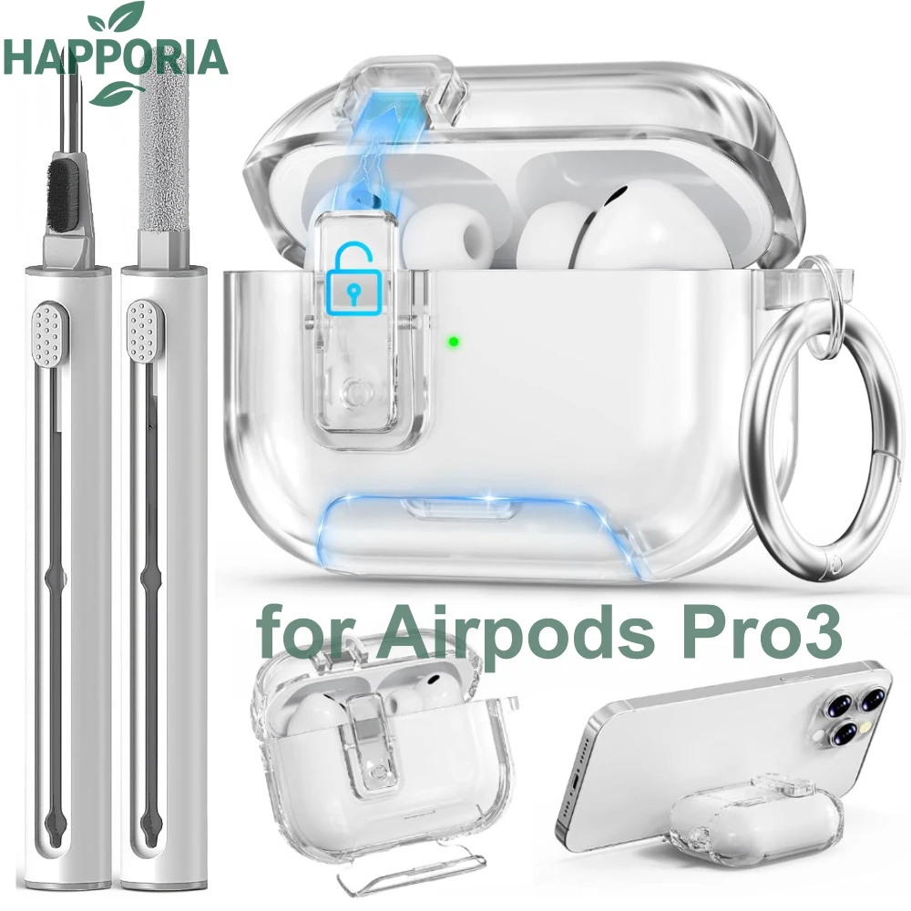 HAPPORIA Safety Lock for AirPods Pro 3 Clear Case with Safety Lock Anti Yellowing TPU Cover Phone Stand Cleaning Kit Keychain
HAPPORIA Safety Lock for AirPods Pro 3 Clear Case with Safety Lock Anti Yellowing TPU Cover Phone Stand Cleaning Kit Keychain