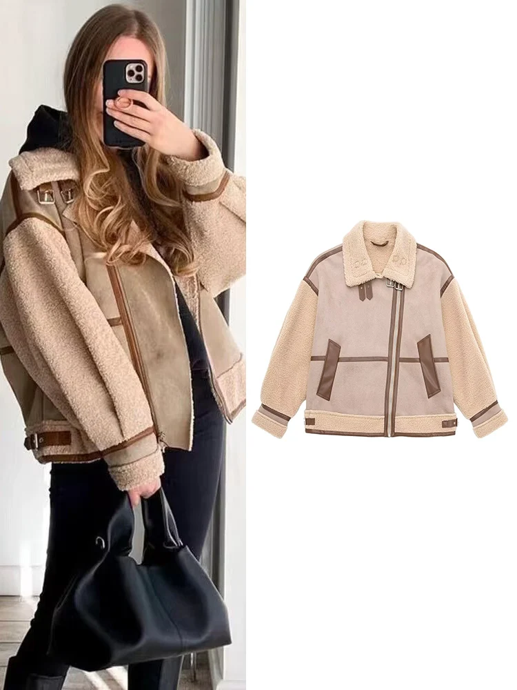TFMLN Winter Women's Short Coat Fashion Spliced Warm Thick Turn Down Collar Coat Casual New Loose Fit Female Street Jacket
TFMLN Winter Women's Short Coat Fashion Spliced Warm Thick Turn Down Collar Coat Casual New Loose Fit Female Street Jacket