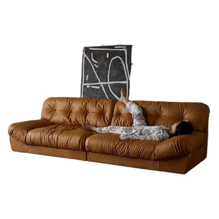 Super soft living room small apartment Italian leather antique oil wax leather cloud sofa
Super soft living room small apartment Italian leather antique oil wax leather cloud sofa