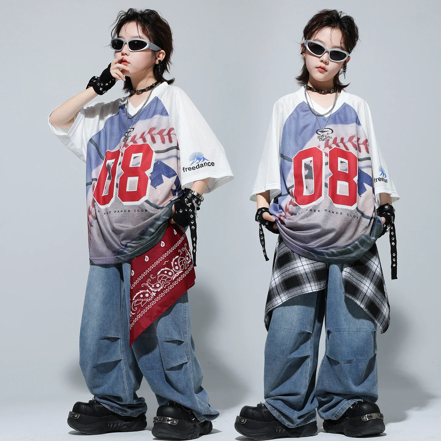 Girl Boy Kpop Hip Hop Clothing White Print Soccer Jersey T Shirt Stars Ripped Curved Blade Pants for Kids Dance Costumes Clothes
Girl Boy Kpop Hip Hop Clothing White Print Soccer Jersey T Shirt Stars Ripped Curved Blade Pants for Kids Dance Costumes Clothes