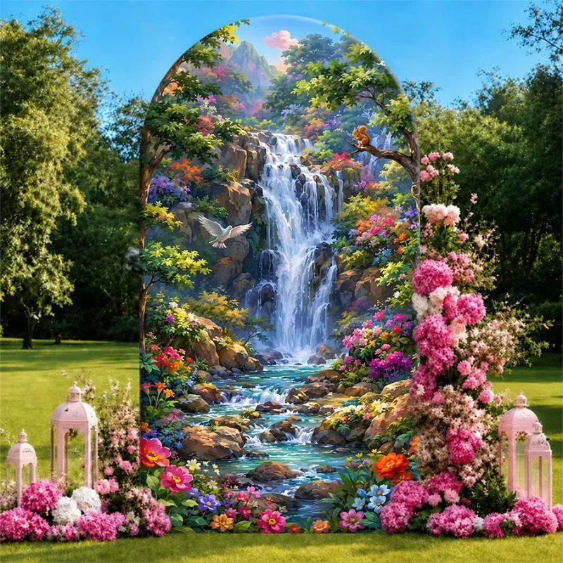 Single Side Arch Backdrop Cover Magical Garden Waterfall Arch Background Cloth for Elegant Party Decor with Lush Flowers
Single Side Arch Backdrop Cover Magical Garden Waterfall Arch Background Cloth for Elegant Party Decor with Lush Flowers