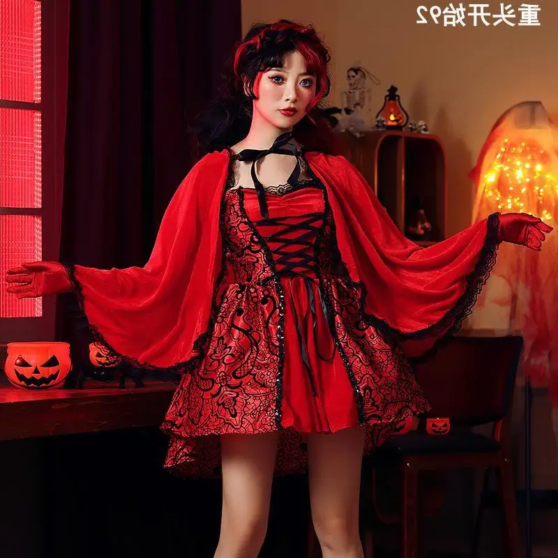 Halloween Little Red Riding Hood Costume Women's Traditional Chinese Clothing Stage Performance Ethnic Wear Red Hooded Cloak
Halloween Little Red Riding Hood Costume Women's Traditional Chinese Clothing Stage Performance Ethnic Wear Red Hooded Cloak