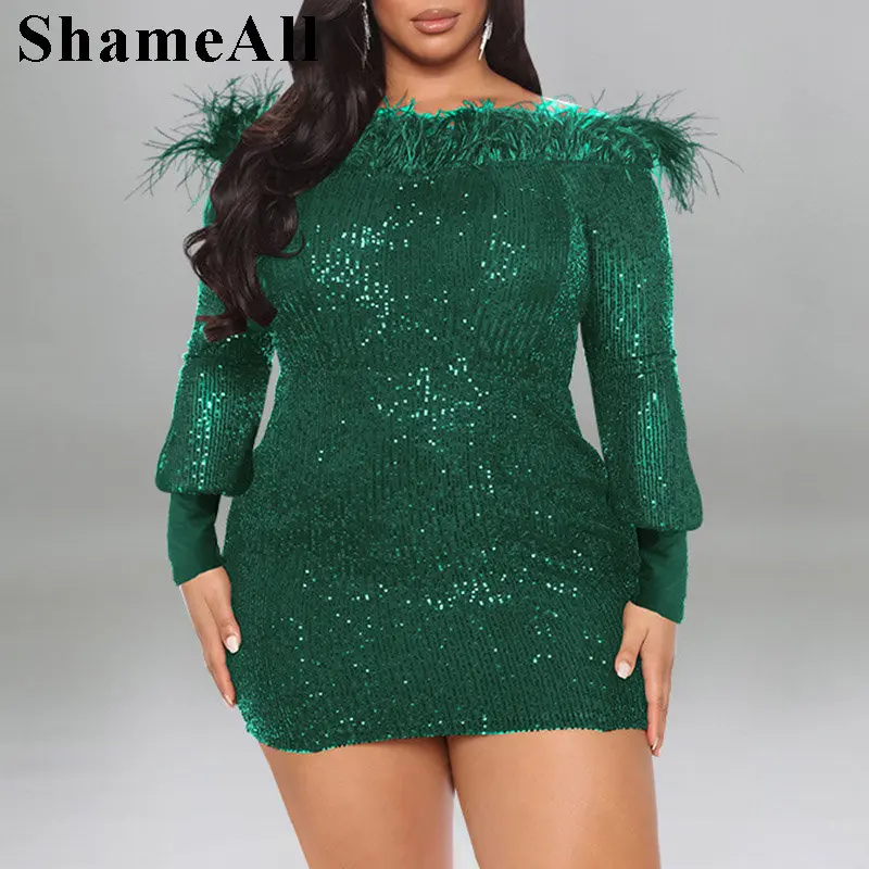 Plus Size Feather Trim Off Shoulder Mini Dress 4Xl Fall Sexy Fur Patchwork Long Sleeve Night Party Club Bodycon Outfits Vestido
Plus Size Feather Trim Off Shoulder Mini Dress 4Xl Fall Sexy Fur Patchwork Long Sleeve Night Party Club Bodycon Outfits Vestido