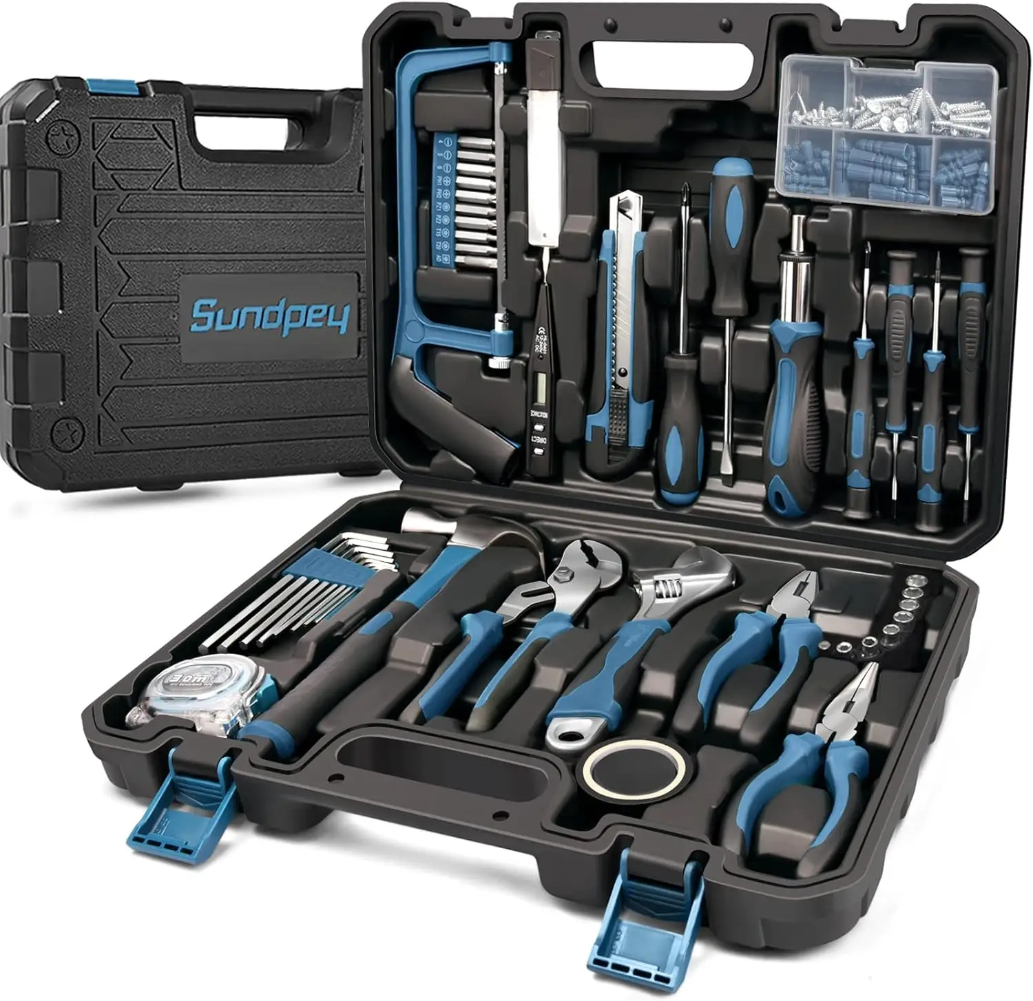 148-Piece Home Tool Kit with Case, Ratcheting Screwdriver, Pliers, Wrench & Voltage Tester for Household Repairs
148-Piece Home Tool Kit with Case, Ratcheting Screwdriver, Pliers, Wrench & Voltage Tester for Household Repairs