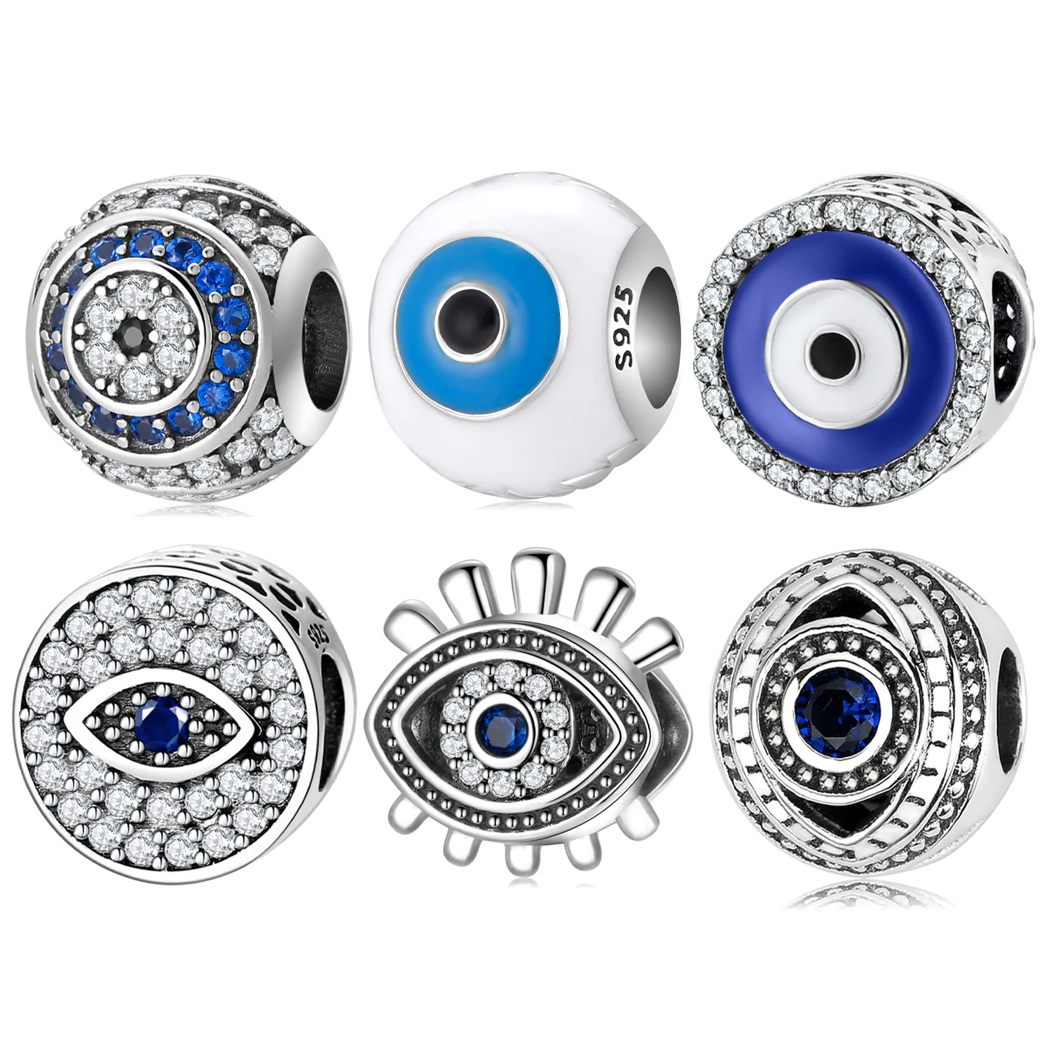 New Woman Fashion Fine Jewelry Gift 925 Sterling Silver Color Blue Zircon Devil's Eye Series Charms Bead Fits Pandach Bracelets
New Woman Fashion Fine Jewelry Gift 925 Sterling Silver Color Blue Zircon Devil's Eye Series Charms Bead Fits Pandach Bracelets