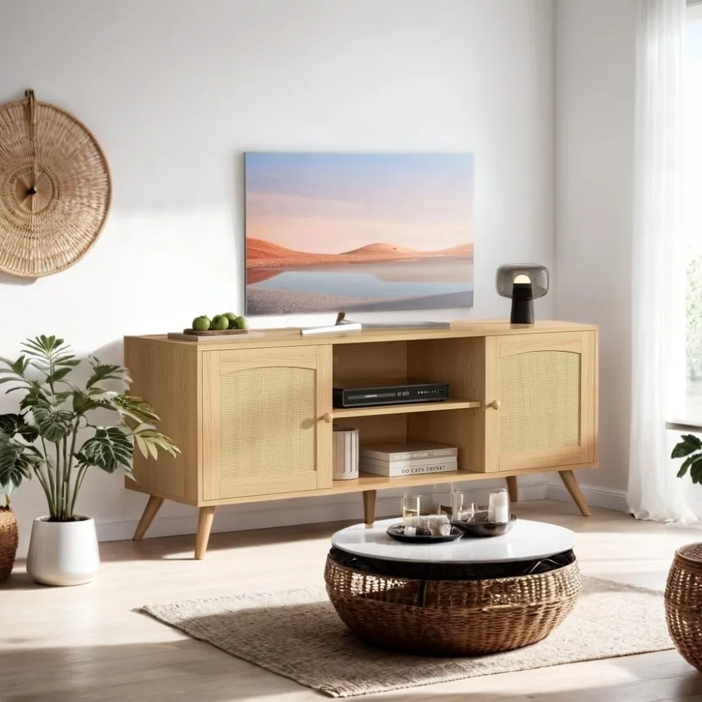 for 60 Inch TV, Wooden Mid Century Modern Entertainment Center with Natural Rattan Door, TV Console for Living Room
for 60 Inch TV, Wooden Mid Century Modern Entertainment Center with Natural Rattan Door, TV Console for Living Room
