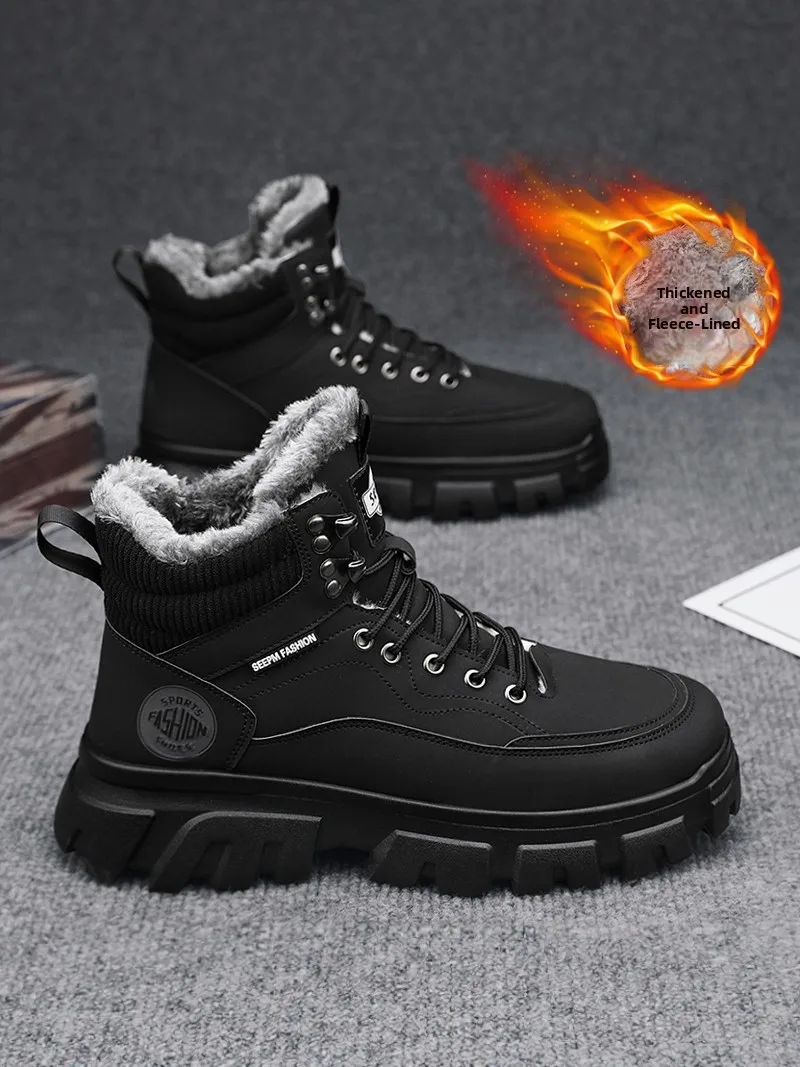 Men's Winter High-Top Boots Warm Fleece Lined Thick Bottom Casual Outdoor Workwear Boots Slip-Resistant Leather Shoes
Men's Winter High-Top Boots Warm Fleece Lined Thick Bottom Casual Outdoor Workwear Boots Slip-Resistant Leather Shoes