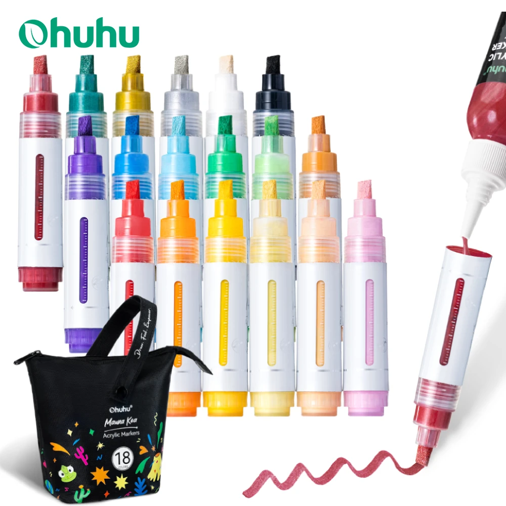 Ohuhu Acrylic Paint Markers 18 Colors Reversible Tip Jumbo Chisel & Round Acrylic Markers Excellent Coverage Paint Pens Mauna Ke
Ohuhu Acrylic Paint Markers 18 Colors Reversible Tip Jumbo Chisel & Round Acrylic Markers Excellent Coverage Paint Pens Mauna Ke