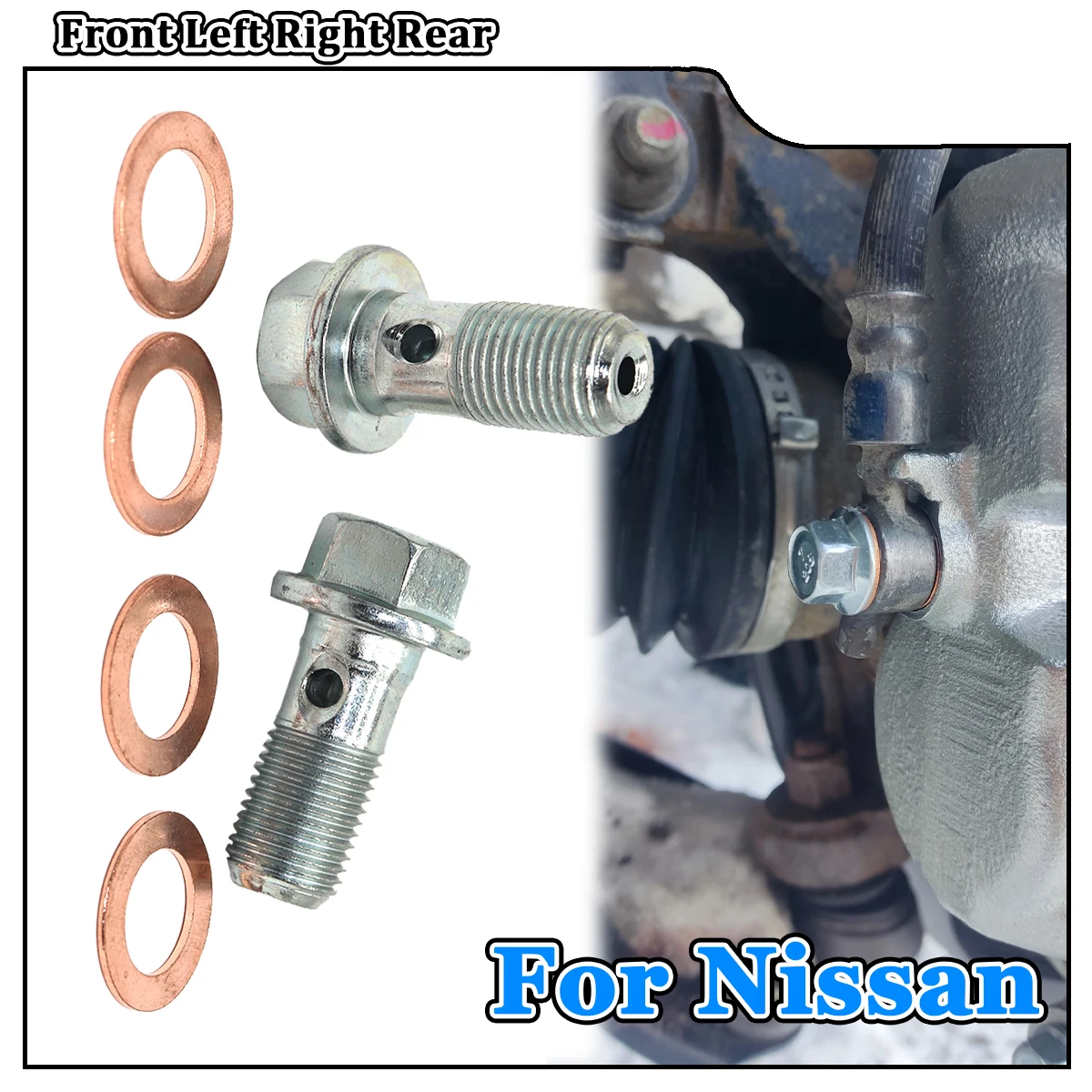 Front Left Right Rear Caliper Hose Lines Banjo Fittings Bolts Sealing Copper Crush Washers For Nissan X-Trail T30 Patrol GR Y60
Front Left Right Rear Caliper Hose Lines Banjo Fittings Bolts Sealing Copper Crush Washers For Nissan X-Trail T30 Patrol GR Y60