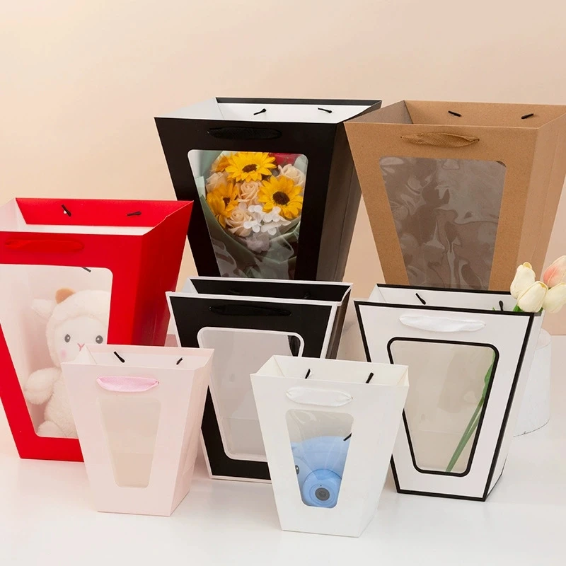 10pcs Window Trapezoid Gift Bags Flower Bouquet Paper Packaging Tote Bags for Florist Retail Wedding Birthday Party Display
10pcs Window Trapezoid Gift Bags Flower Bouquet Paper Packaging Tote Bags for Florist Retail Wedding Birthday Party Display