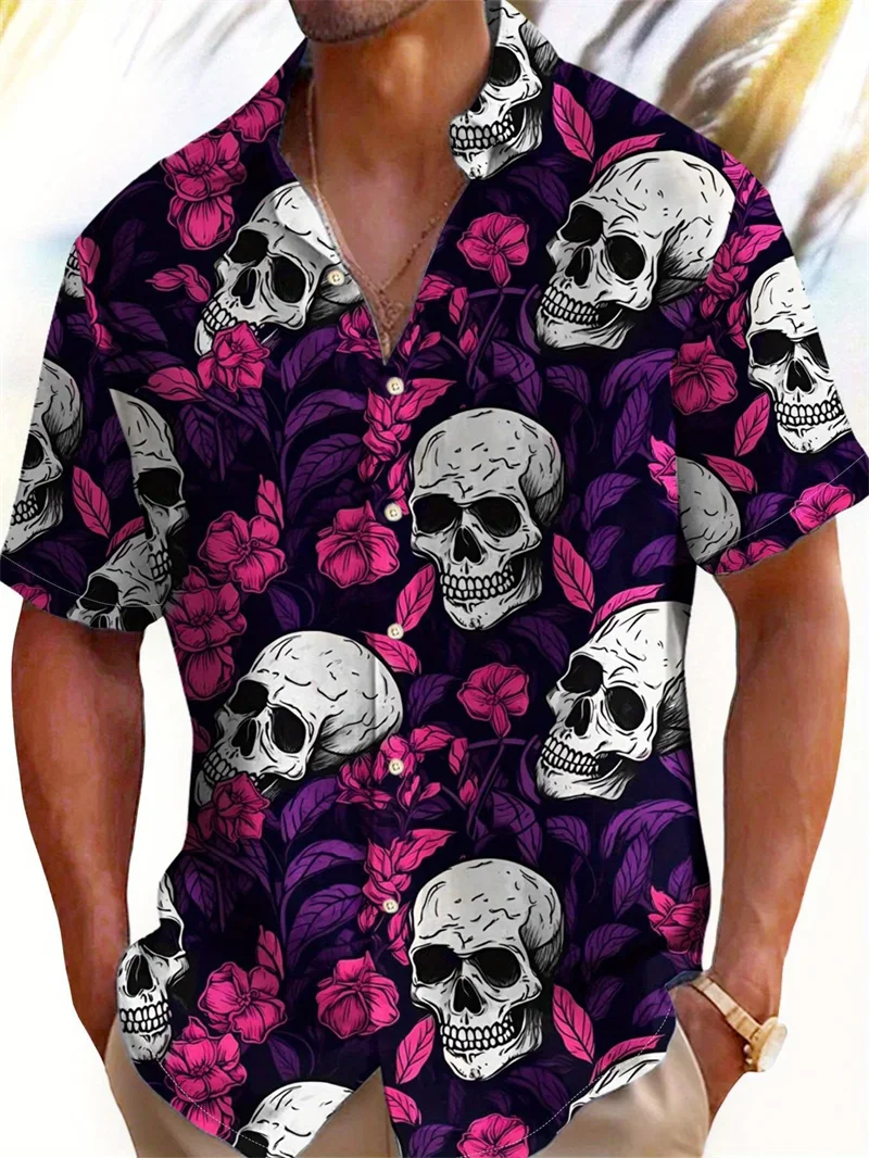 Men's Casual Summer Shirt Grey Skull And Tribal Print Short Sleeve Button Down Hawaiian Shirt Men For Beach Vacation Streetwear
Men's Casual Summer Shirt Grey Skull And Tribal Print Short Sleeve Button Down Hawaiian Shirt Men For Beach Vacation Streetwear