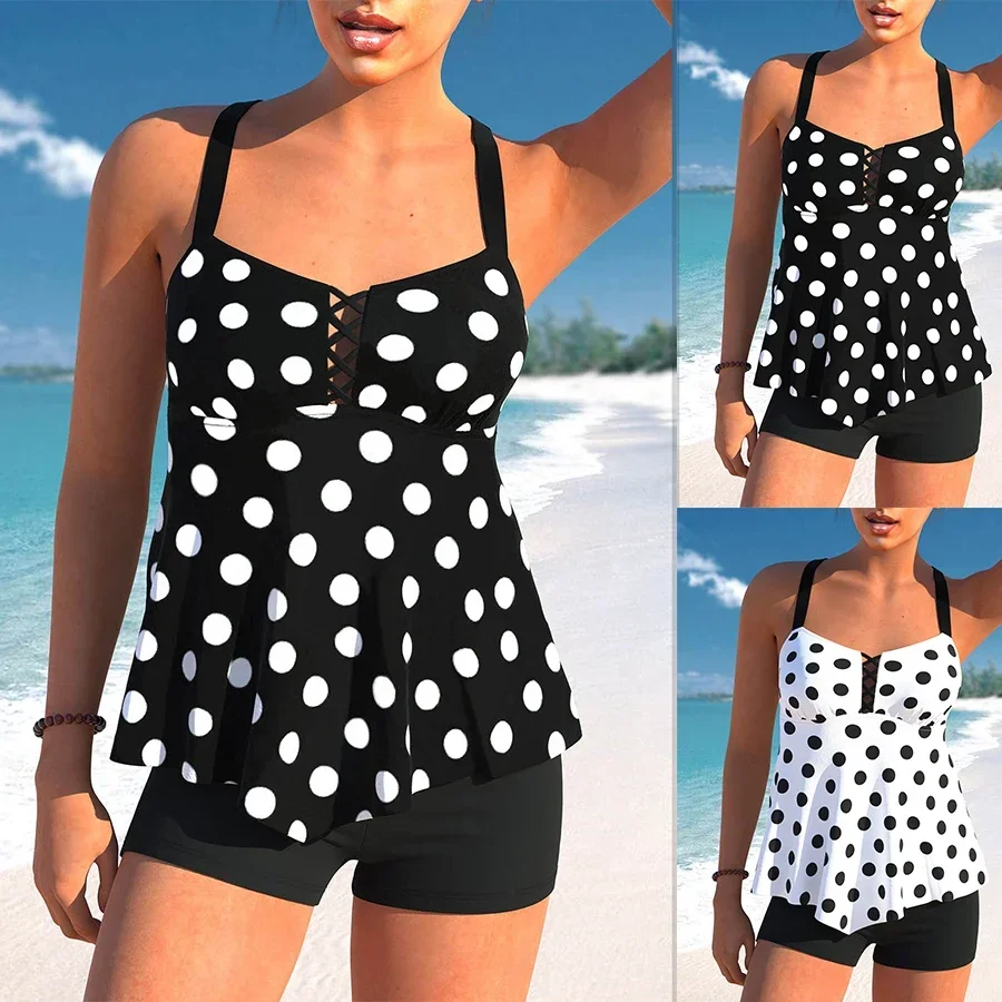 New High-quality Summer Ladies Double Straps Swimsuit Versatile Black and White Spots Printed Tankini Shorts Two-piece Set S-6XL
New High-quality Summer Ladies Double Straps Swimsuit Versatile Black and White Spots Printed Tankini Shorts Two-piece Set S-6XL