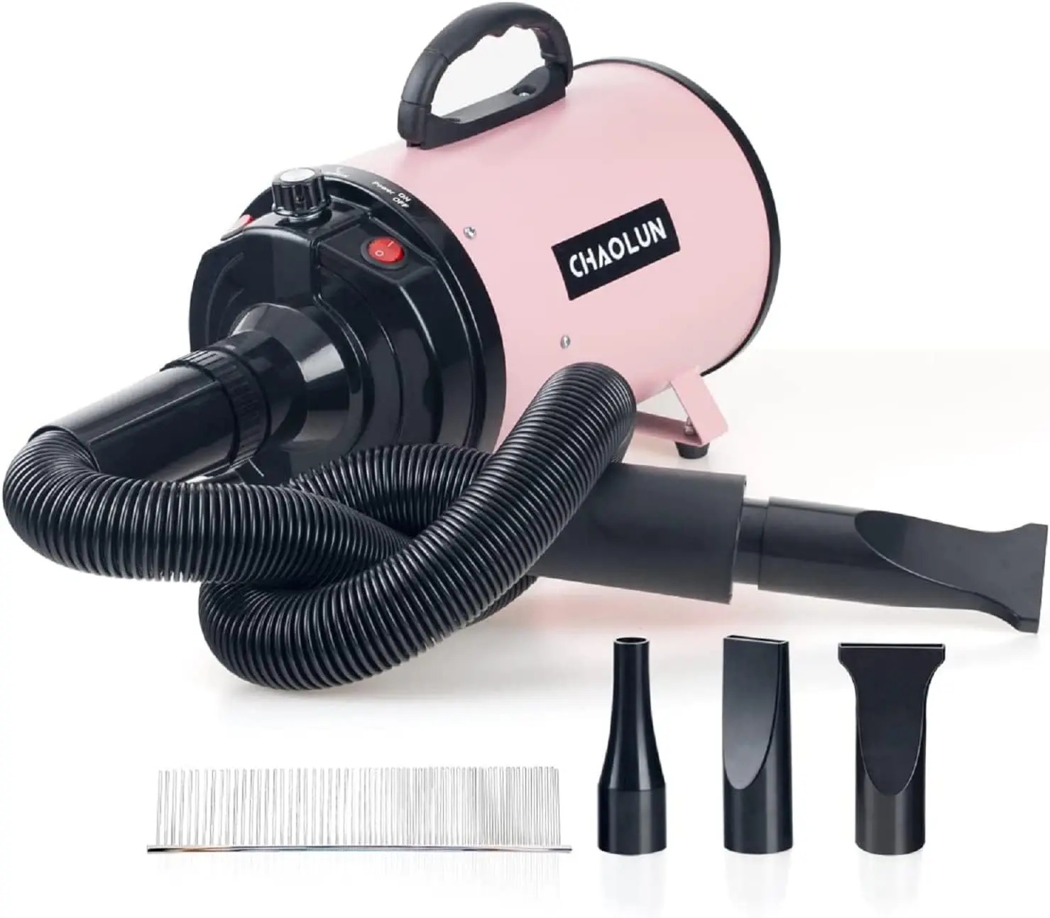 High-Speed Pet Grooming Dryer with Adjustable Heat, 3 Nozzles and Comb for Dogs
High-Speed Pet Grooming Dryer with Adjustable Heat, 3 Nozzles and Comb for Dogs