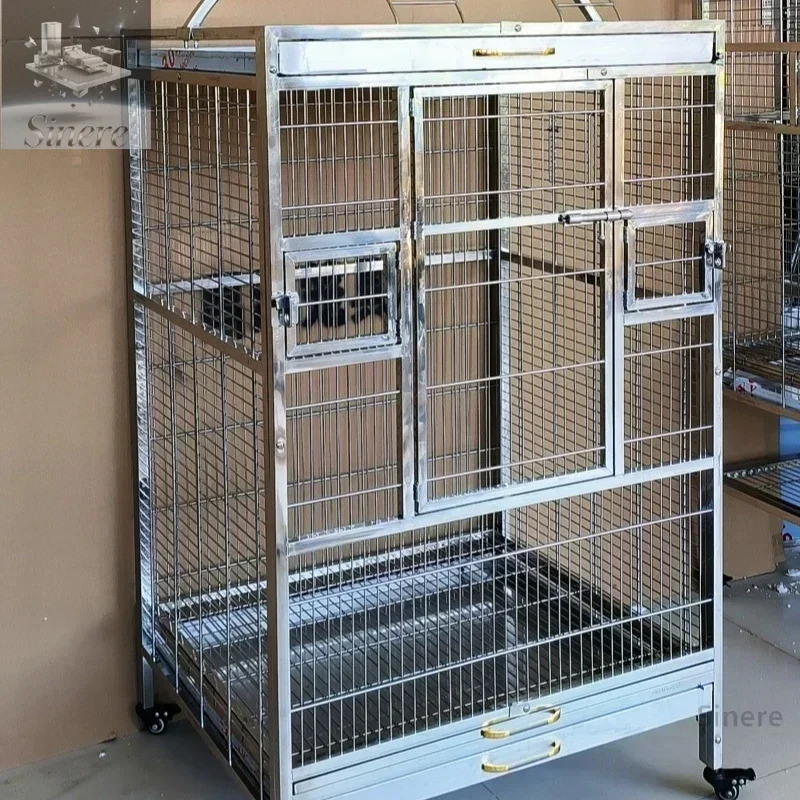 Boutique 304 stainless steel breeding bird cage anti-sprinkler and anti-splash strong large gray parrot bird cage
Boutique 304 stainless steel breeding bird cage anti-sprinkler and anti-splash strong large gray parrot bird cage