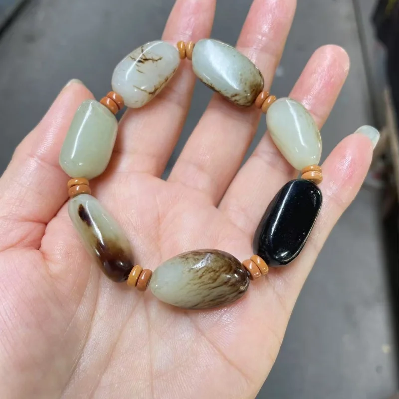 Hetian произвольной формы, черная кожа, красивый цветной браслет, мужские и женские нефритовые украшения
Hetian произвольной формы, черная кожа, красивый цветной браслет, мужские и женские нефритовые украшения