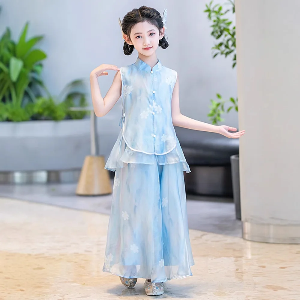 Chinese Traditional Folk Hanfu Dress Girls Dance Wear Children Fairy Costume Two-piece Set Kids Party Perform Daily Clothing
Chinese Traditional Folk Hanfu Dress Girls Dance Wear Children Fairy Costume Two-piece Set Kids Party Perform Daily Clothing