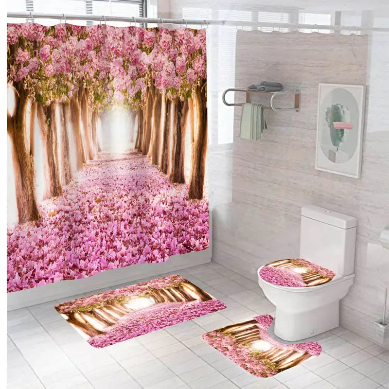 Waterproof Bathing Shower Curtain Set with 12 Hooks Toilet Covers Bath Mat for Bathroom Non-slip Rug Carpet Bathroom Accessories
Waterproof Bathing Shower Curtain Set with 12 Hooks Toilet Covers Bath Mat for Bathroom Non-slip Rug Carpet Bathroom Accessories
