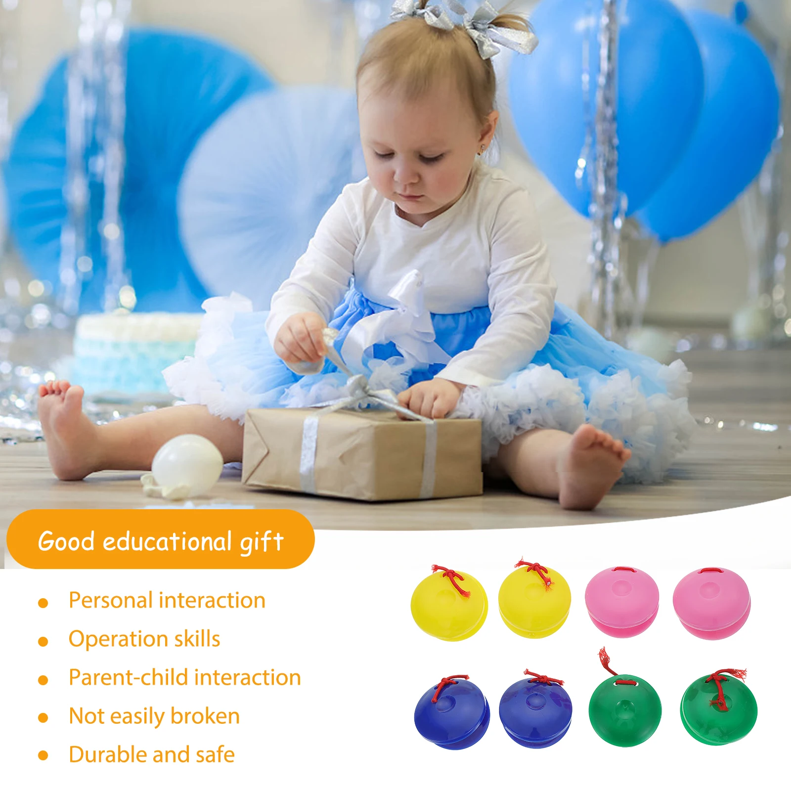 8Pcs Musical Finger Castanets for Children Polished Edge Safe Design Rhythm Training Instrument Creative Kids Percussion
8Pcs Musical Finger Castanets for Children Polished Edge Safe Design Rhythm Training Instrument Creative Kids Percussion