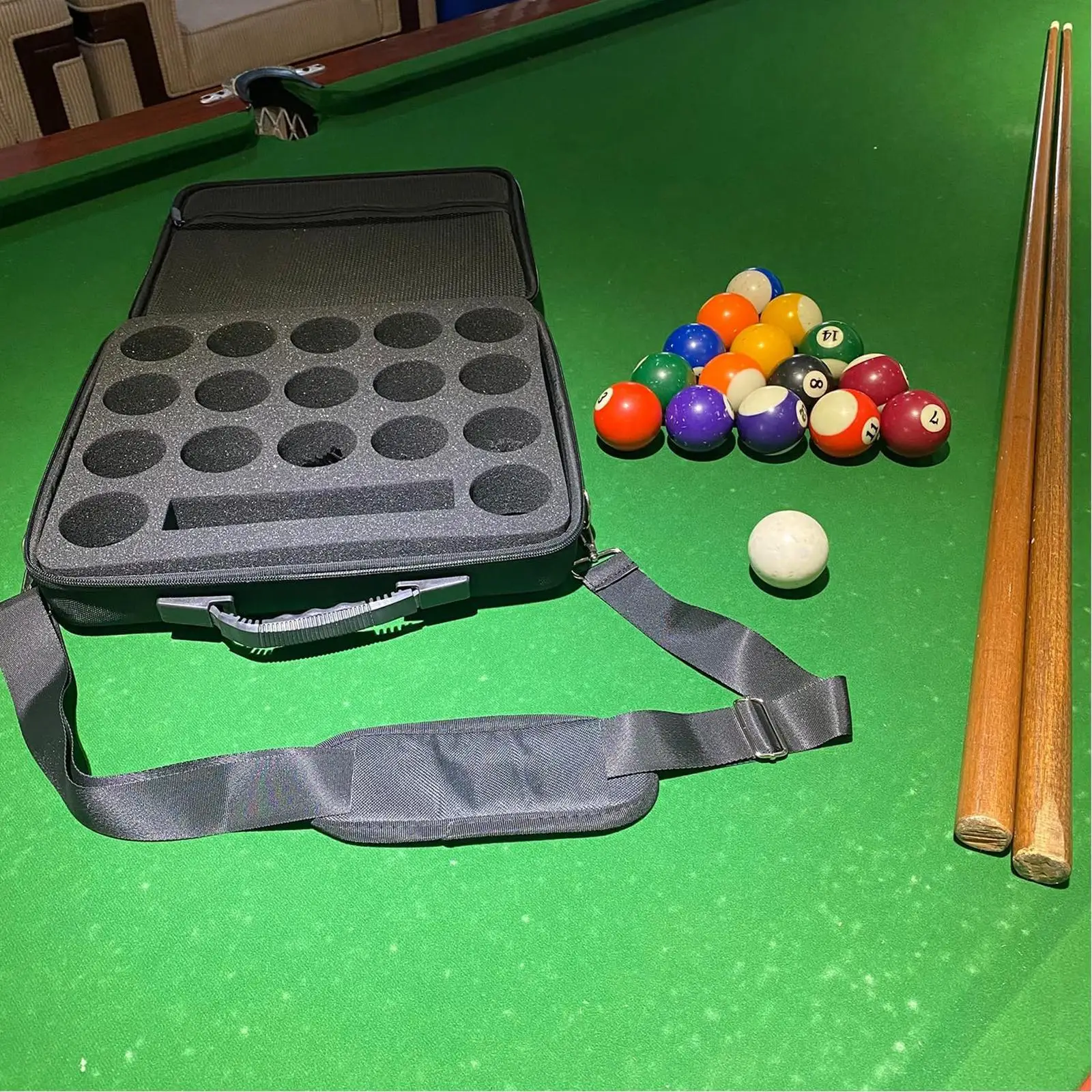 Pool Ball Carry Case EVA Material Soft Padding Billiard Carrying Bag Secure Storage with Handle for Pool Accessories
Pool Ball Carry Case EVA Material Soft Padding Billiard Carrying Bag Secure Storage with Handle for Pool Accessories