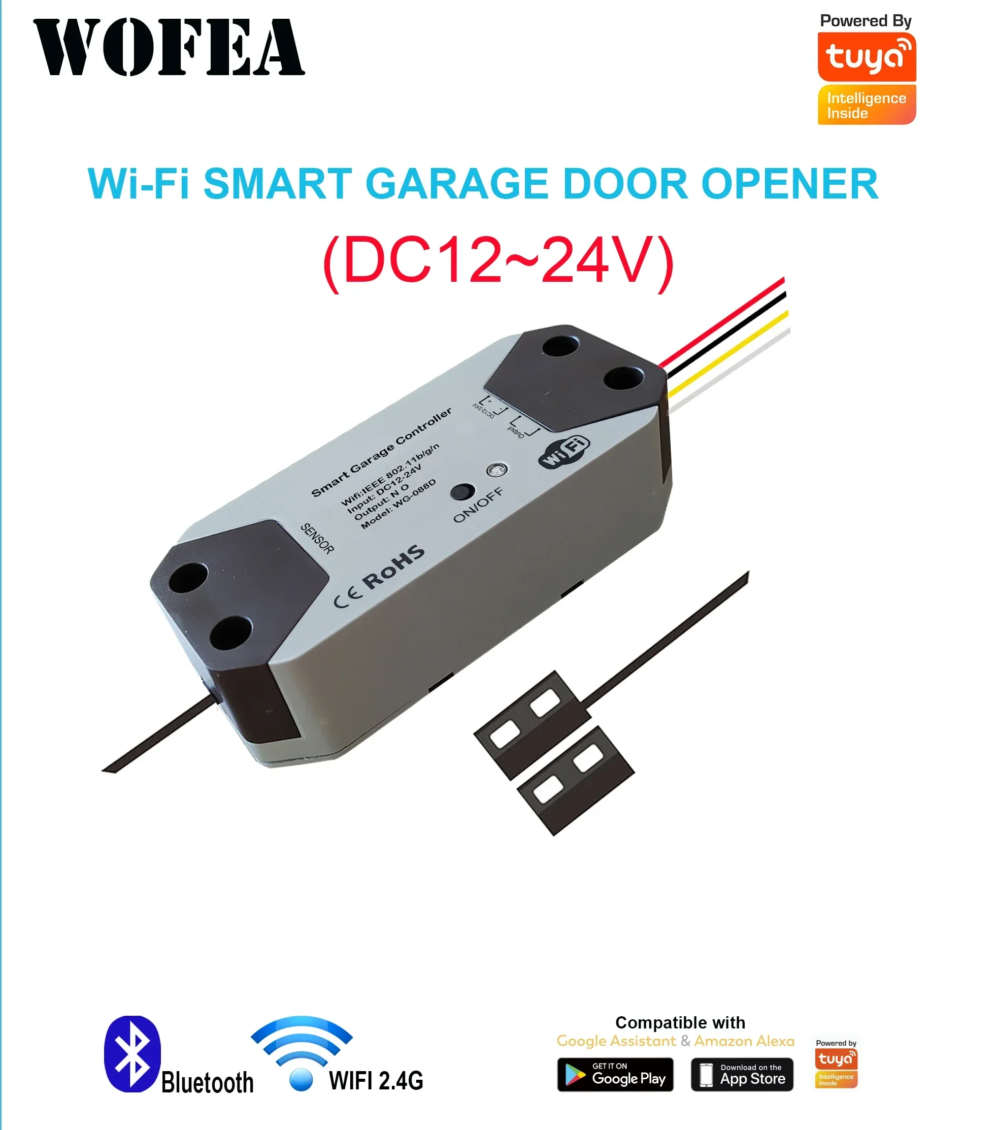 Wofea WiFi Smart Garage Door Opener Controller Wrok with Alexa and Google Home 2.4G APP NO Need Gateway dc12-24v
Wofea WiFi Smart Garage Door Opener Controller Wrok with Alexa and Google Home 2.4G APP NO Need Gateway dc12-24v