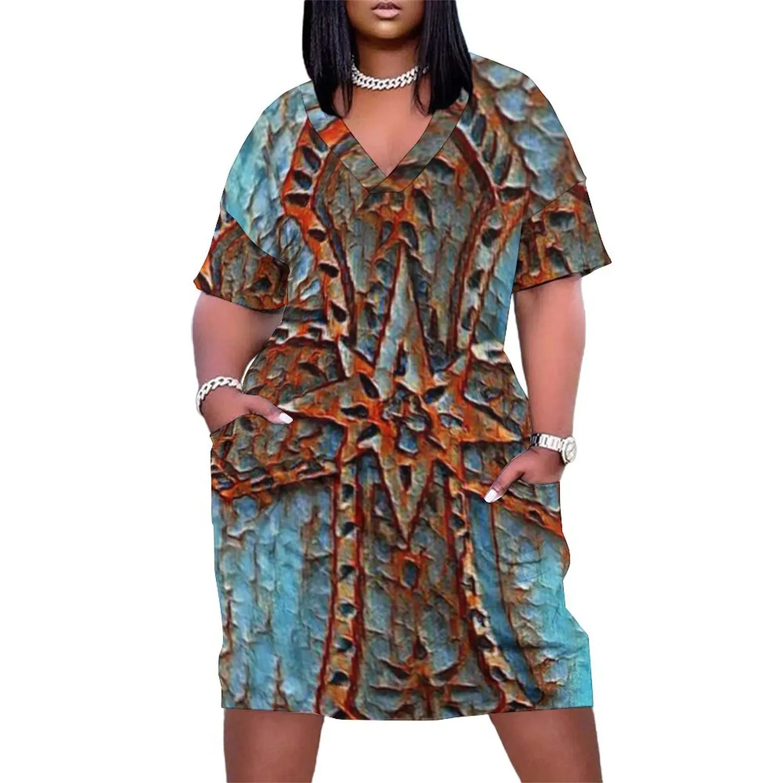 Stone Cross Turquoise and Red Loose Pocket Dress elegant dress long sleeve dresses Female clothing dress women summer
Stone Cross Turquoise and Red Loose Pocket Dress elegant dress long sleeve dresses Female clothing dress women summer