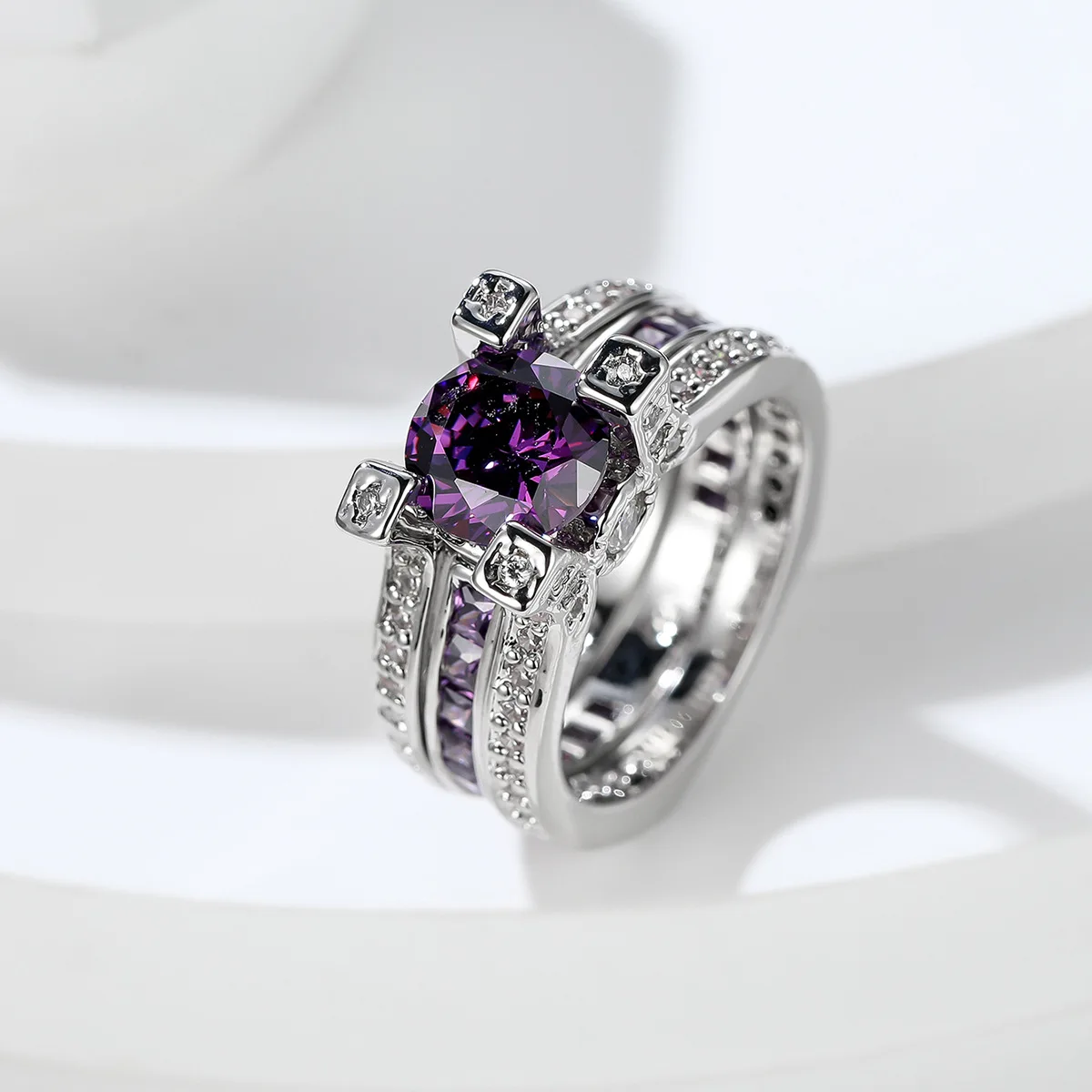Elegant Lab Amethyst Diamond Ring Set 925 Sterling Silver Wedding Band Rings for Women Men Promise Party Jewelry Gift
Elegant Lab Amethyst Diamond Ring Set 925 Sterling Silver Wedding Band Rings for Women Men Promise Party Jewelry Gift