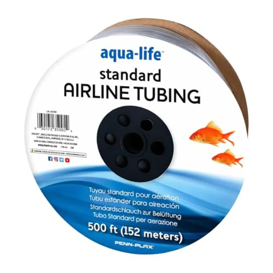 Aqua-Life Standard Airline Tubing - 3/16 Inch Flexible Airline Hose for Aquarium Pumps Fish Tank Line for Air Stones and Filter
Aqua-Life Standard Airline Tubing - 3/16 Inch Flexible Airline Hose for Aquarium Pumps Fish Tank Line for Air Stones and Filter