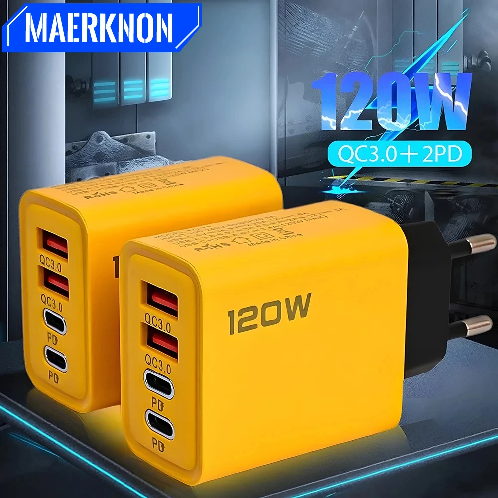 PD 120W 4 Ports QC3.0 Super Fast Charging Charger USB Quick Charger Adapter for iPhone 13 14 Samsung Xiaomi Huawei EU/US/UK Plug
PD 120W 4 Ports QC3.0 Super Fast Charging Charger USB Quick Charger Adapter for iPhone 13 14 Samsung Xiaomi Huawei EU/US/UK Plug