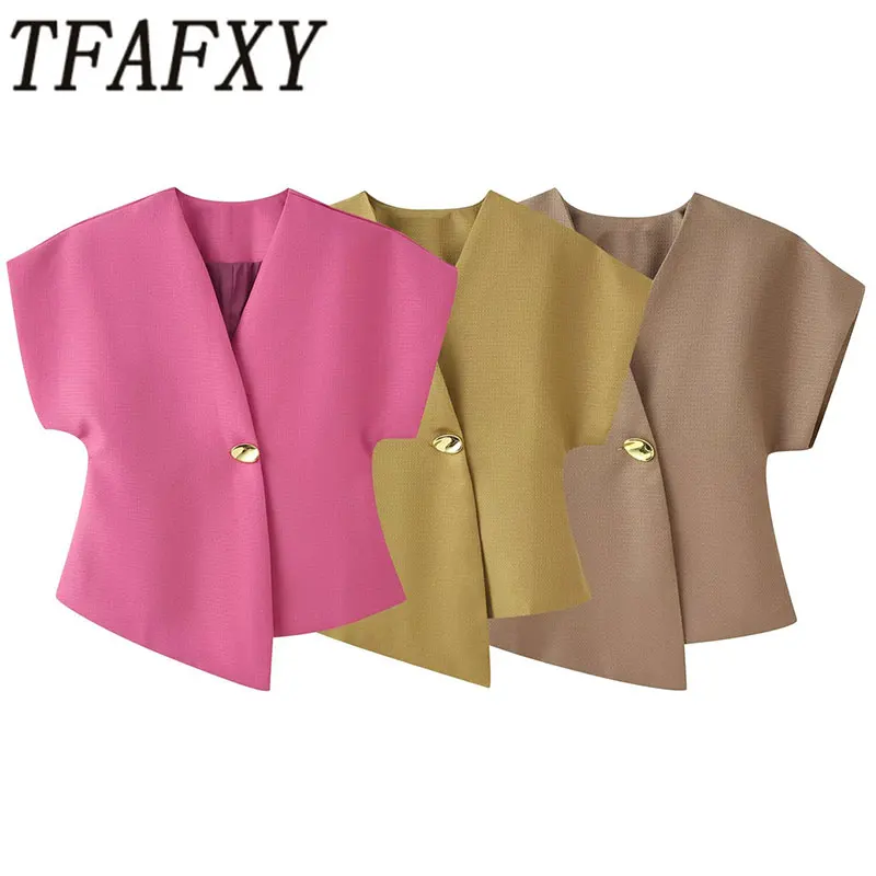 TFAFXY 2026 Summer Office Lady Casual Chic Women Blazer Solid Short Sleeve V-Collar Blazer Fashion Blazer
TFAFXY 2026 Summer Office Lady Casual Chic Women Blazer Solid Short Sleeve V-Collar Blazer Fashion Blazer