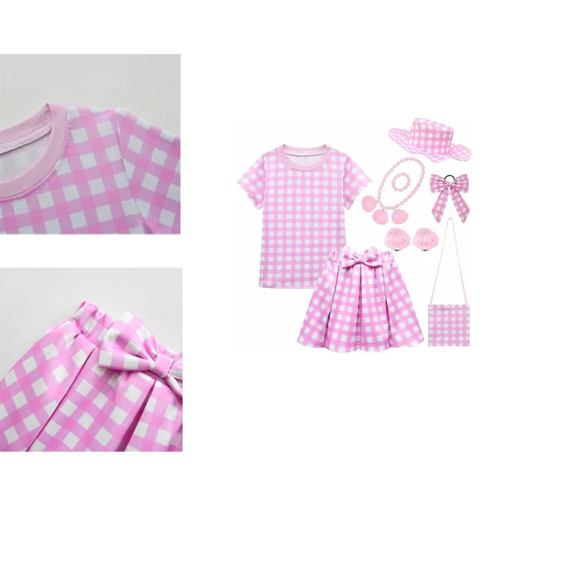 Kids Children Barbier Cosplay Costume Girls Pink Plaid Tops Dress Skirts Hat Headgear Bags Full Set Outfits Halloween Party Suit
Kids Children Barbier Cosplay Costume Girls Pink Plaid Tops Dress Skirts Hat Headgear Bags Full Set Outfits Halloween Party Suit