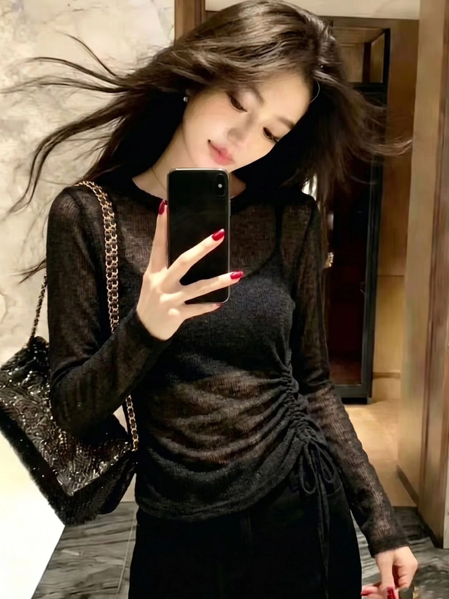Fashionable Knitted Long Sleeve T-Shirt Drawstring Design Sun Protection Light Maturity Style Summer Casual Straight Cut Top
Fashionable Knitted Long Sleeve T-Shirt Drawstring Design Sun Protection Light Maturity Style Summer Casual Straight Cut Top