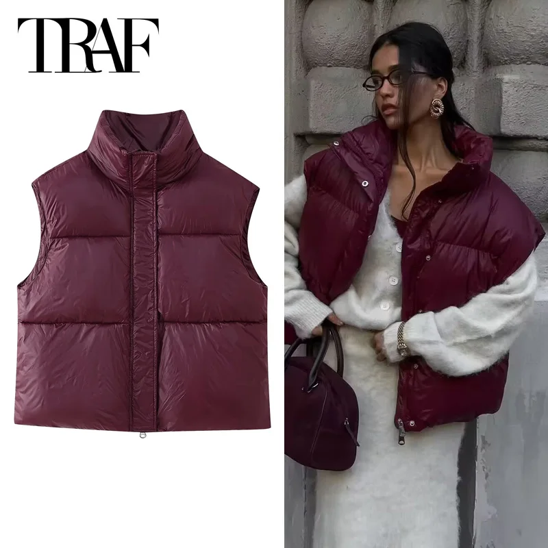 TRAF 2024 Women's Padded Vest Warm Winter Jacket Lightweight Sleeveless Parkas Elegant Casual Red Waistcoat New In Outerwears
TRAF 2024 Women's Padded Vest Warm Winter Jacket Lightweight Sleeveless Parkas Elegant Casual Red Waistcoat New In Outerwears