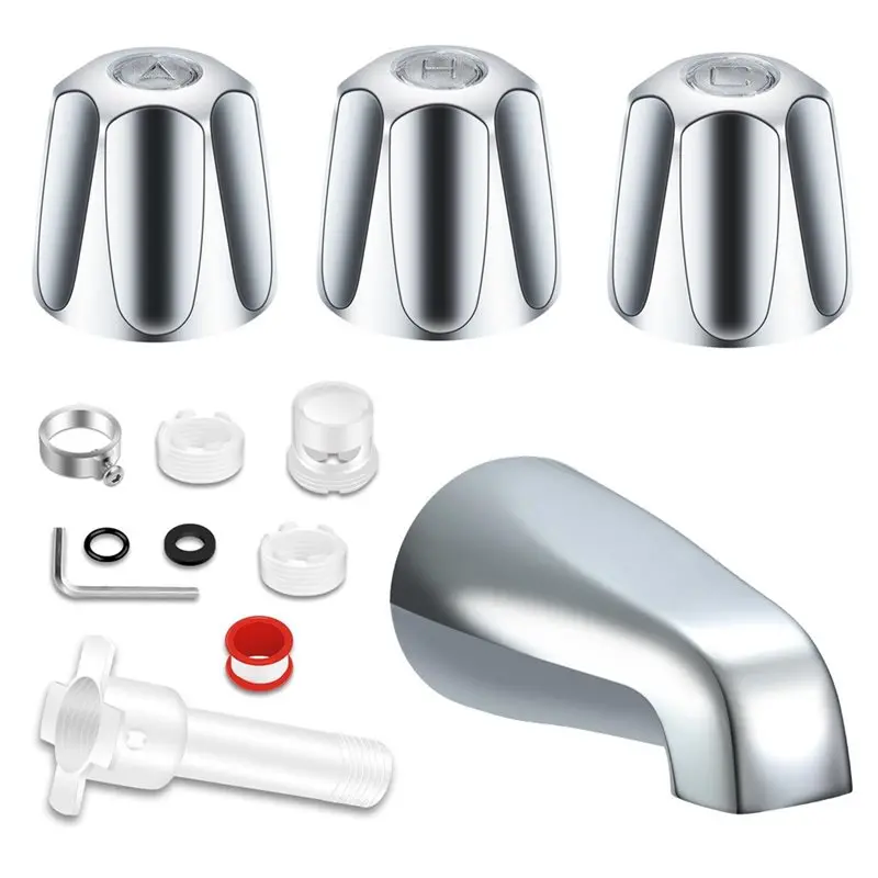 Zinc Alloy Tub/Shower Trim Kit 3pcs Knobs + Bath Spout Universal 1/2" & 3/4" IPS Inner Thread Replacement
Zinc Alloy Tub/Shower Trim Kit 3pcs Knobs + Bath Spout Universal 1/2" & 3/4" IPS Inner Thread Replacement