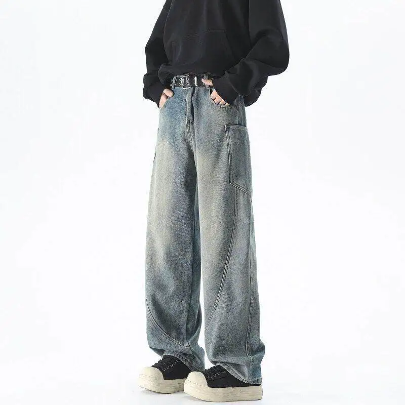 New Streetwear Loose Bent Knife Jeans Men Korean Style Fashion Straight Wide Let Pants Men's Women Black Blue Denim Pants
New Streetwear Loose Bent Knife Jeans Men Korean Style Fashion Straight Wide Let Pants Men's Women Black Blue Denim Pants