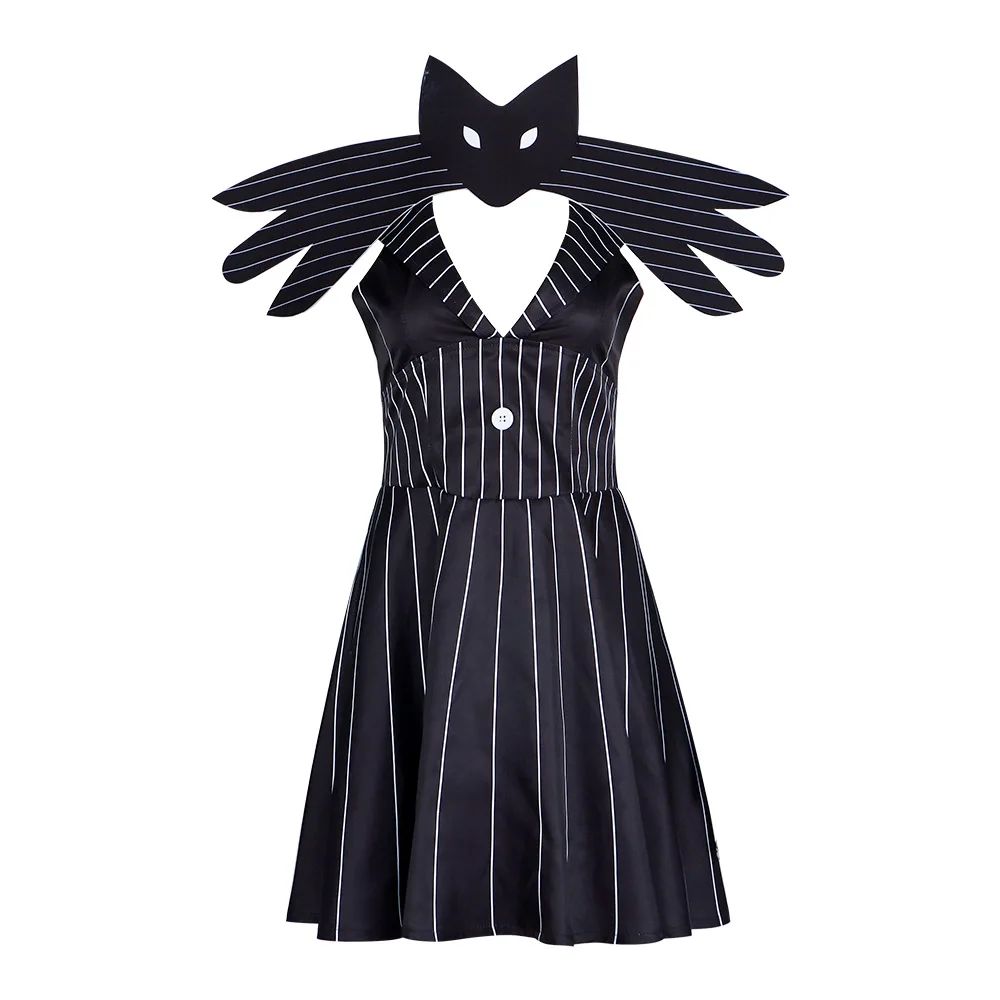 Anime Skellington Jack Cosplay Costume Christmas Night Black White Stripe Dress Women Halloween Carnival Party Fancy Demon Dress
Anime Skellington Jack Cosplay Costume Christmas Night Black White Stripe Dress Women Halloween Carnival Party Fancy Demon Dress