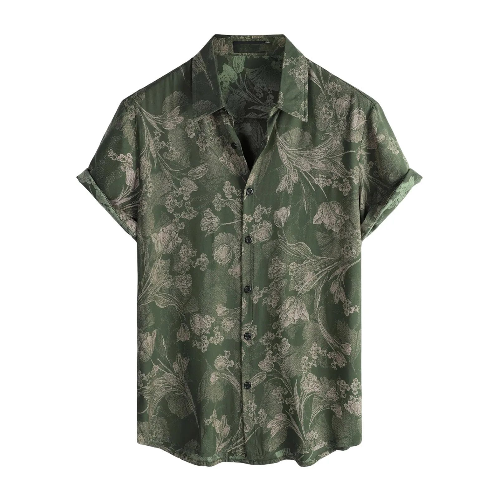 3D Digital Printed Men's Short Sleeved Shirt - Retro Flower Pattern 8