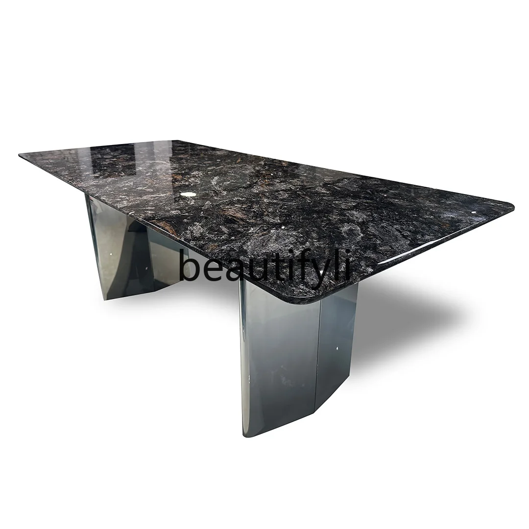 Natural marble luxury stone platinum diamond rectangular dining table high-end Italian light luxury dining table
Natural marble luxury stone platinum diamond rectangular dining table high-end Italian light luxury dining table