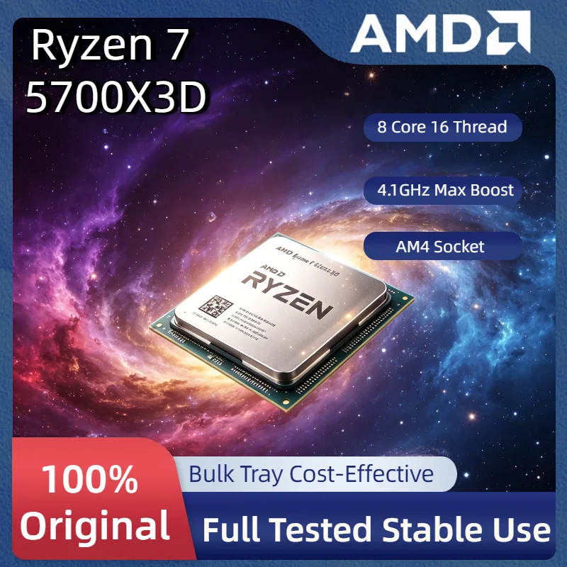 For X570 B550, AMD Ryzen 7 5700X3D Bulk CPU 8 Cores 16 Threads 3 GHz Up to 4.1 GHz 105W AM4 DDR4 Ryzen 5000 Series Pro CPU
For X570 B550, AMD Ryzen 7 5700X3D Bulk CPU 8 Cores 16 Threads 3 GHz Up to 4.1 GHz 105W AM4 DDR4 Ryzen 5000 Series Pro CPU