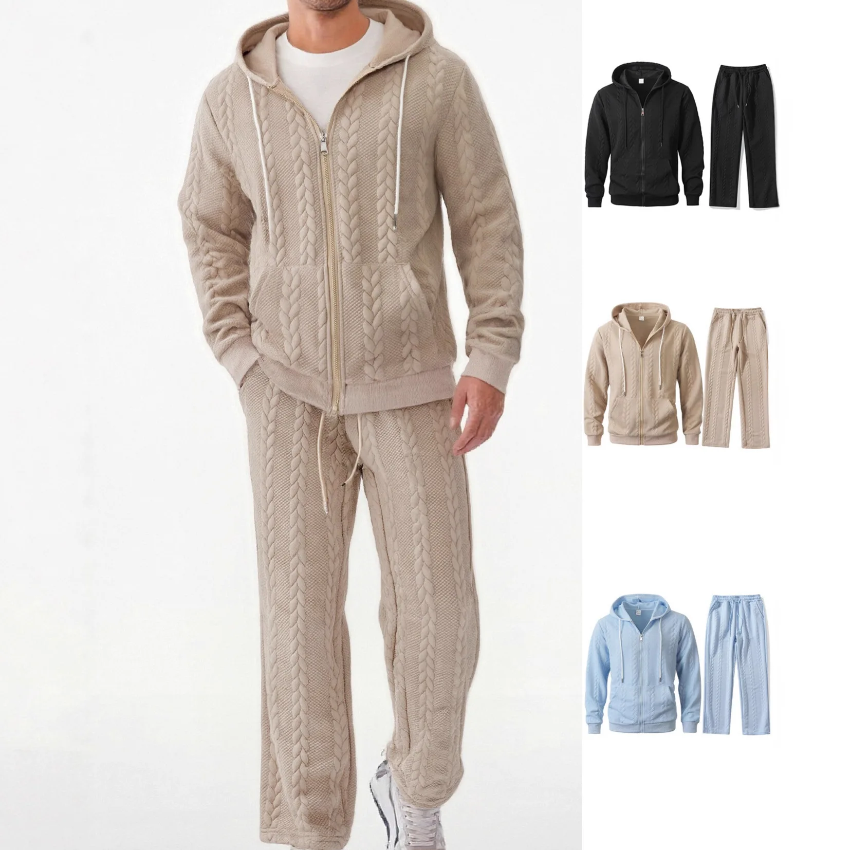 European American Men's Solid Color Casual Simple Basic Daily Loose 2 Pieces Sets Long Sleeve Cardigans Trousers Male Clothes
European American Men's Solid Color Casual Simple Basic Daily Loose 2 Pieces Sets Long Sleeve Cardigans Trousers Male Clothes