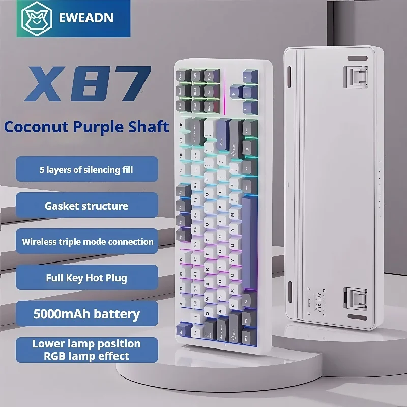 EWEADN X87 Tri-Mode Mechanical Keyboard 87-Key Gold Snake Switch 10000mAh Battery PBT Keycaps For Gaming Office PC Mac iPad
EWEADN X87 Tri-Mode Mechanical Keyboard 87-Key Gold Snake Switch 10000mAh Battery PBT Keycaps For Gaming Office PC Mac iPad