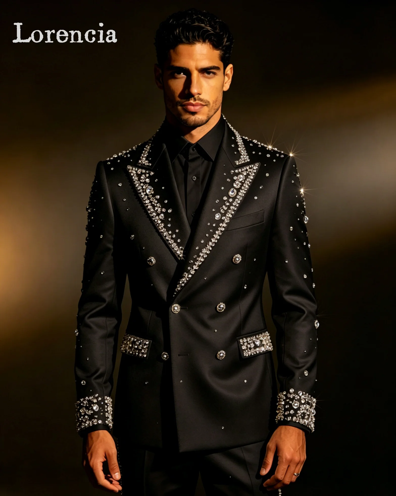 Luxury Crystals Men's Suit 2 Pieces Sets Male Prom Formal Diamond Peaked Lapel Groom Customized Wedding Tuxedos fatos de homem
Luxury Crystals Men's Suit 2 Pieces Sets Male Prom Formal Diamond Peaked Lapel Groom Customized Wedding Tuxedos fatos de homem