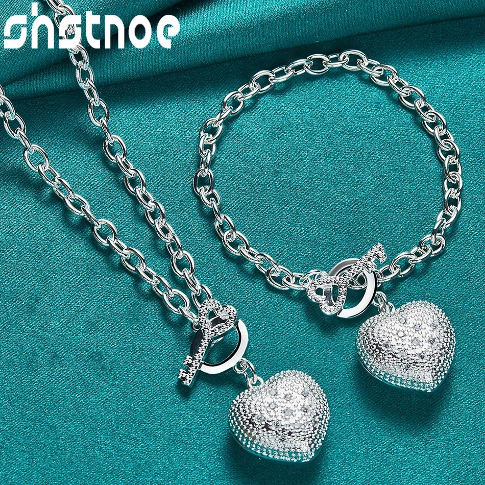 SHSTONE 925 Sterling Silver Zircon Key Heart Pendant Necklace Bracelets Fashion Jewelry Sets For Woman Bride Wedding Party Gifts
SHSTONE 925 Sterling Silver Zircon Key Heart Pendant Necklace Bracelets Fashion Jewelry Sets For Woman Bride Wedding Party Gifts