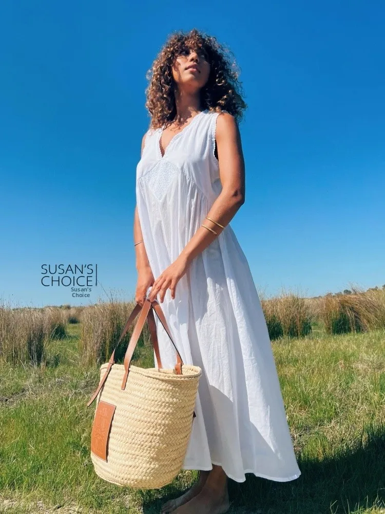 Платье миди Susan Lazy Style из хлопка, свободного кроя, белое, без рукавов, с V-образным вырезом, женское повседневное модное платье, платье H-силуэта
Платье миди Susan Lazy Style из хлопка, свободного кроя, белое, без рукавов, с V-образным вырезом, женское повседневное модное платье, платье H-силуэта