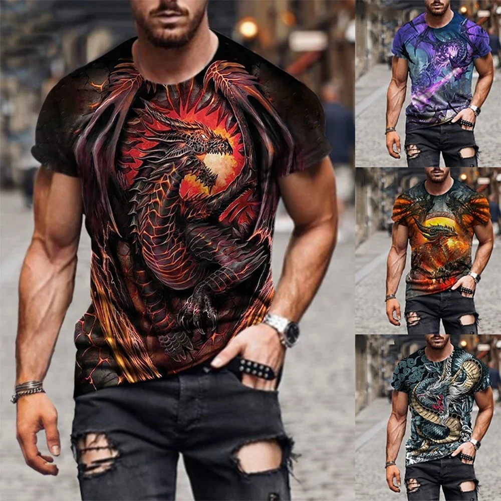 Summer fashion trend cool men's short sleeved 3D printed dragon print pattern casual and comfortable short sleeved T-shirt
Summer fashion trend cool men's short sleeved 3D printed dragon print pattern casual and comfortable short sleeved T-shirt