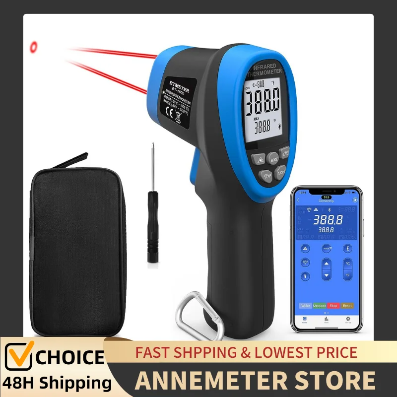Infrared Thermometer Gun, Dual Laser 30:1 Pyrometer, Industrial High Temperature Meter for -50℃ ~ 1500℃(-58 to 2732℉), HVAC
Infrared Thermometer Gun, Dual Laser 30:1 Pyrometer, Industrial High Temperature Meter for -50℃ ~ 1500℃(-58 to 2732℉), HVAC