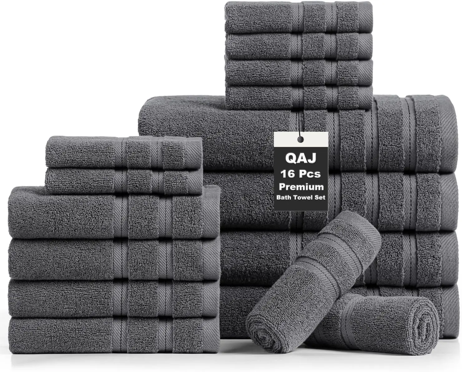 16-Piece Cotton Towel Set: 4 Bath Towels, 4 Hand Towels, 8 Washcloths - Thick, Soft, Absorbent & Quick Dry
16-Piece Cotton Towel Set: 4 Bath Towels, 4 Hand Towels, 8 Washcloths - Thick, Soft, Absorbent & Quick Dry