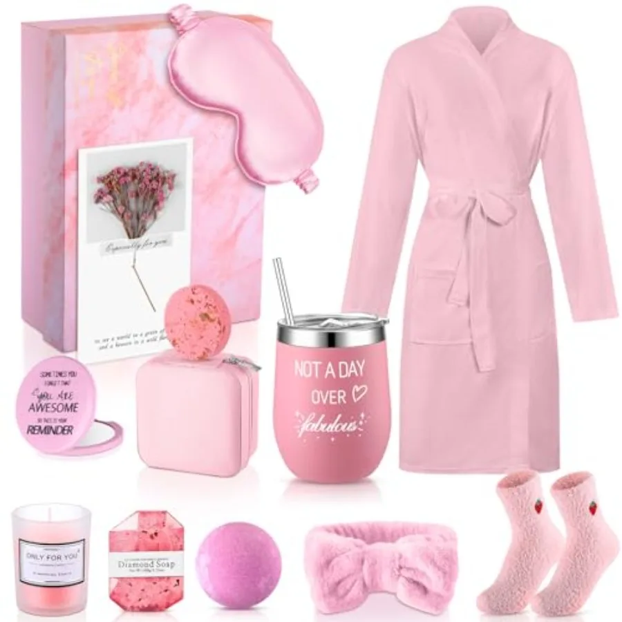 13 Pcs Birthday Gifts for Women Spa Basket Set for Women Mother's Day Gifts Mirrors Socks Steamers Jewelry Case Bath Robe Mom N
13 Pcs Birthday Gifts for Women Spa Basket Set for Women Mother's Day Gifts Mirrors Socks Steamers Jewelry Case Bath Robe Mom N